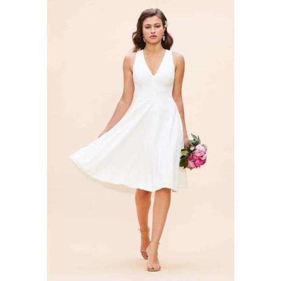 DRESS THE POPULATION Women's Off White Catalina Fit And Flare Cocktail Dress S - Picture 1 of 12